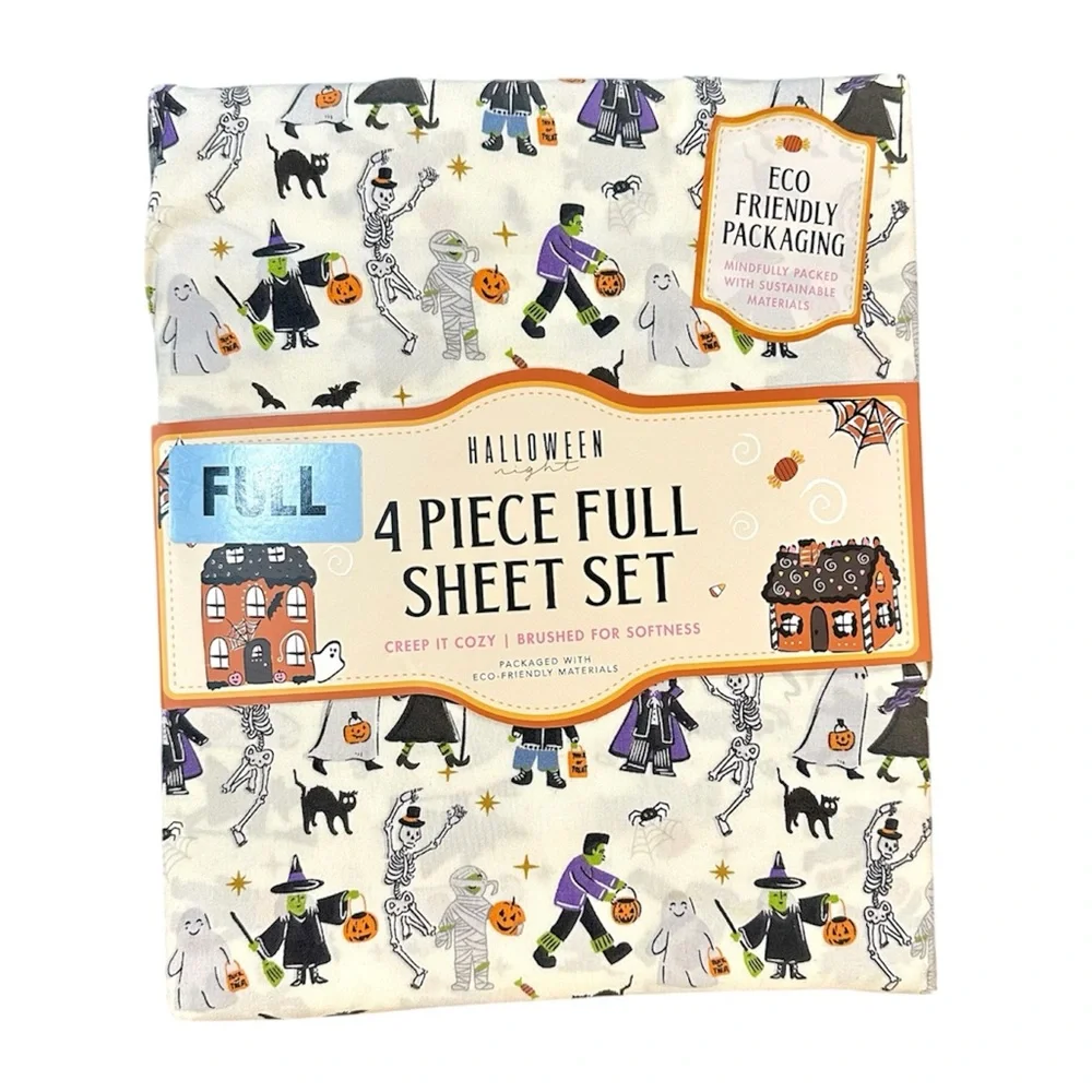 🦋 Halloween Monster Parade Sheet Set 4 PIECE FULL SHEET SET